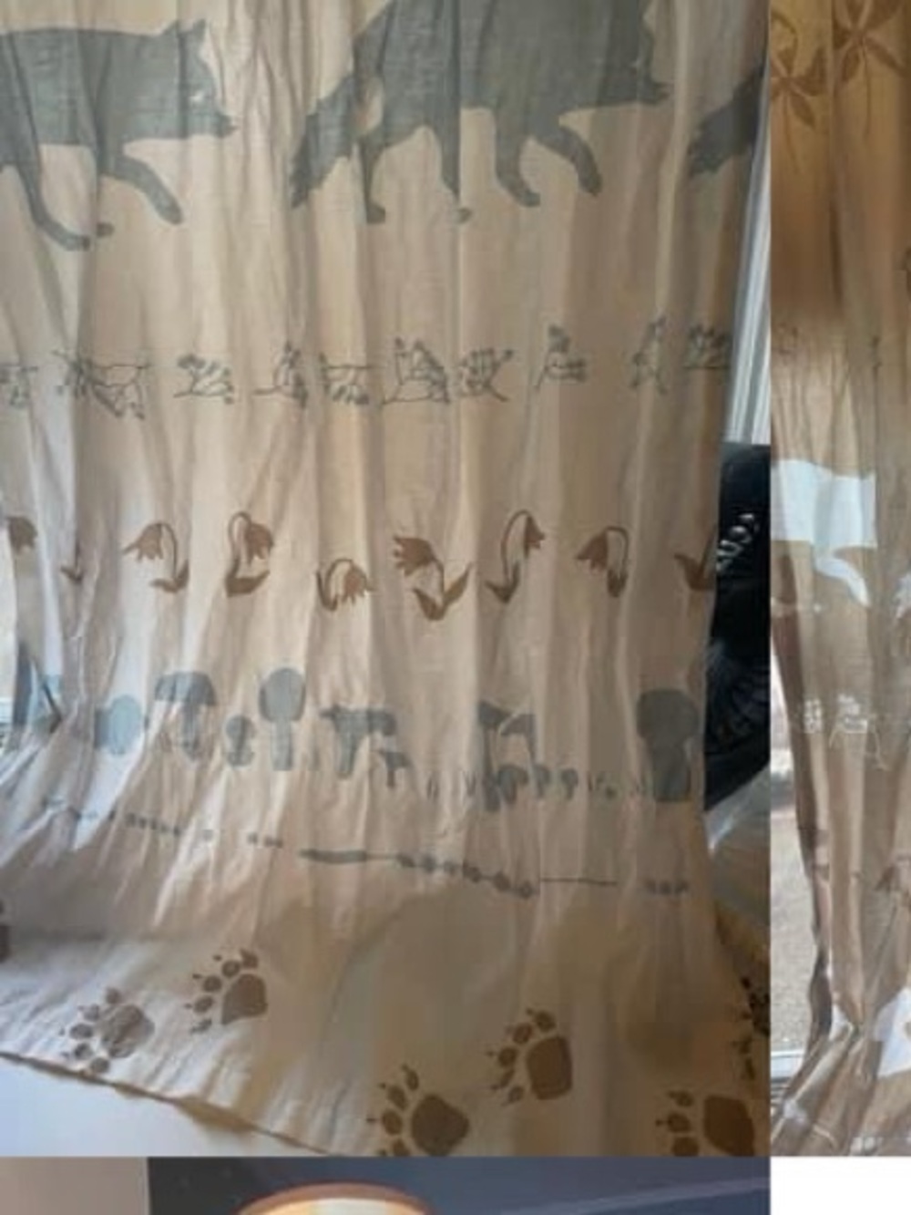 3 Handmade Curtain Panels made from IKEA Vandring Skogsliv twin duvets.